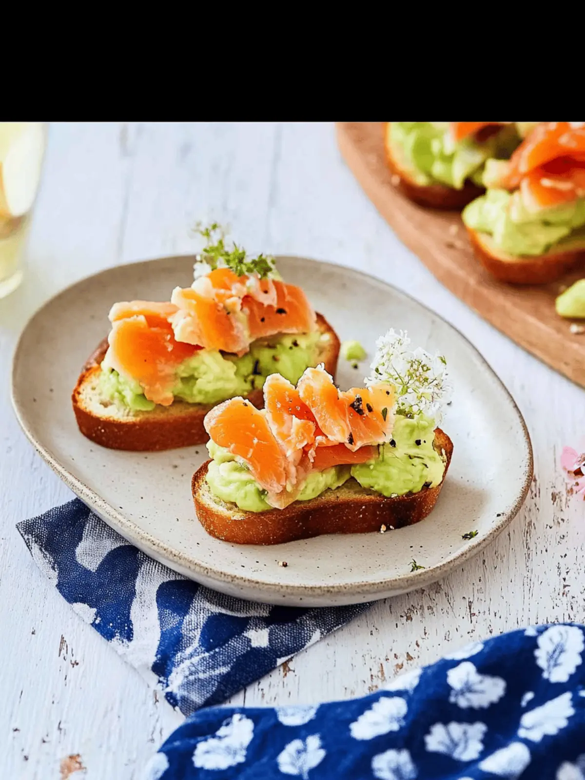 Crostini mit Avocado-Creme und Lachs genießen 3 Crostini with Avocado cream and salmon