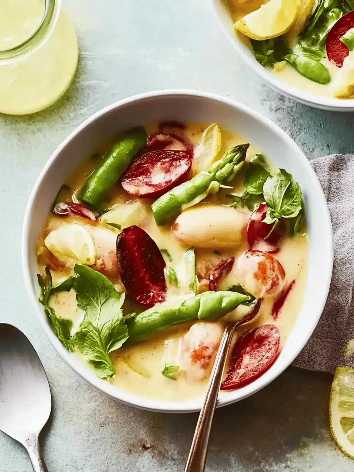 Spargel-Bohnen-Eintopf mit Chorizo-Chips