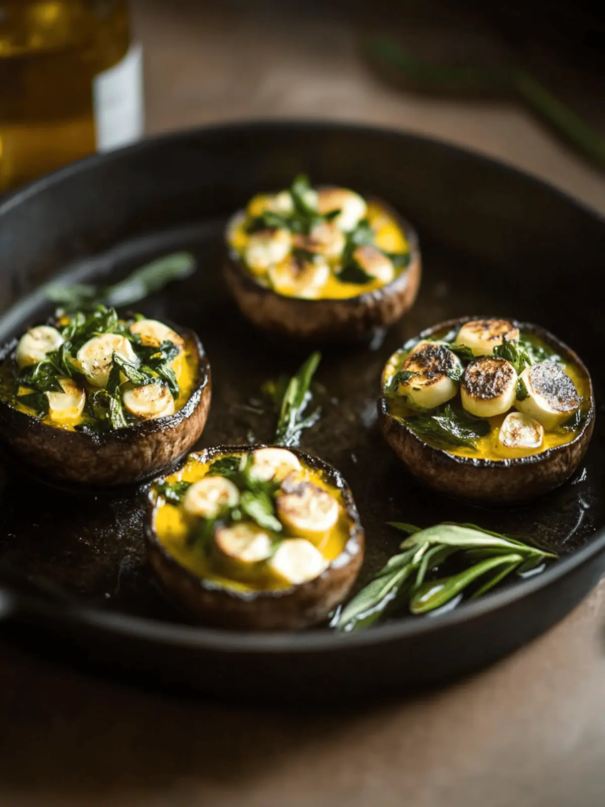 Gefüllte Champignons mit Spinat und Feta herstellen 4 Gefüllte Champignons