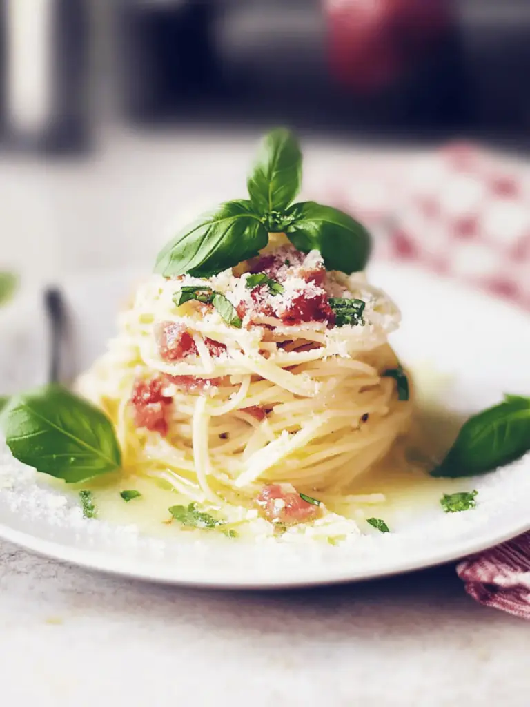 Noodles with ham cream sauce