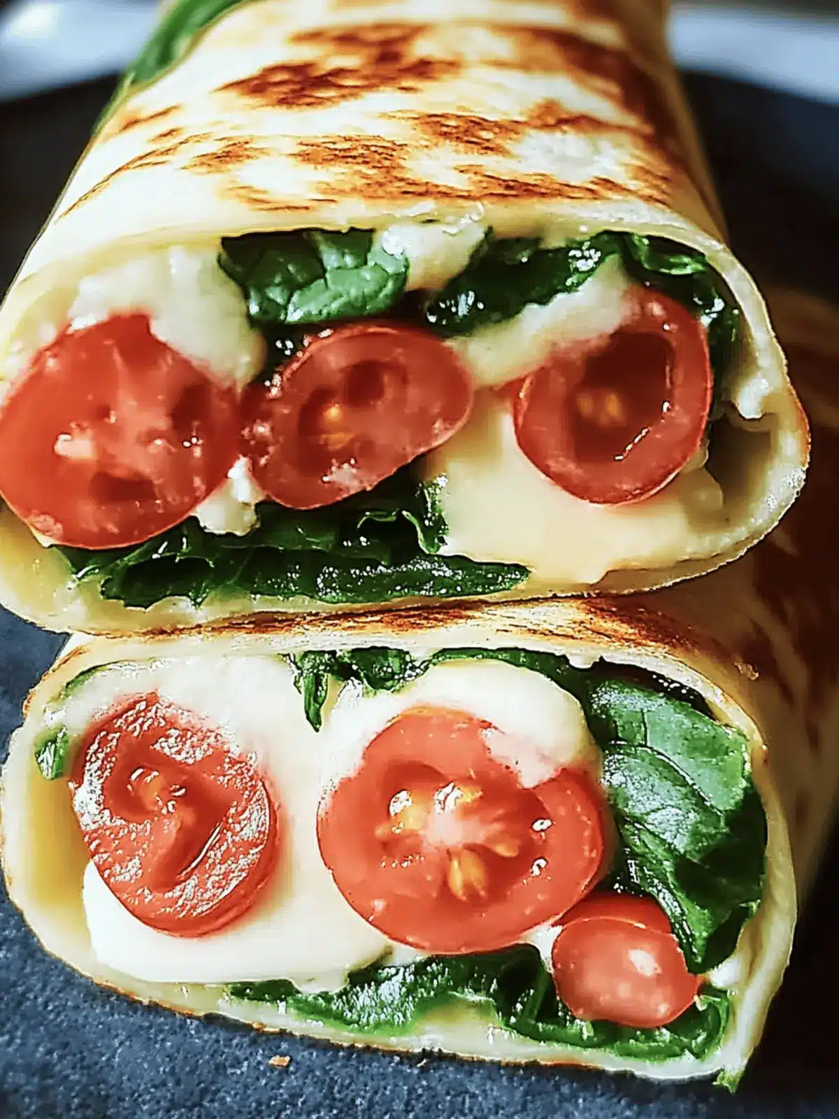 Vegetarischer Wrap mit Tomate und Mozzarella