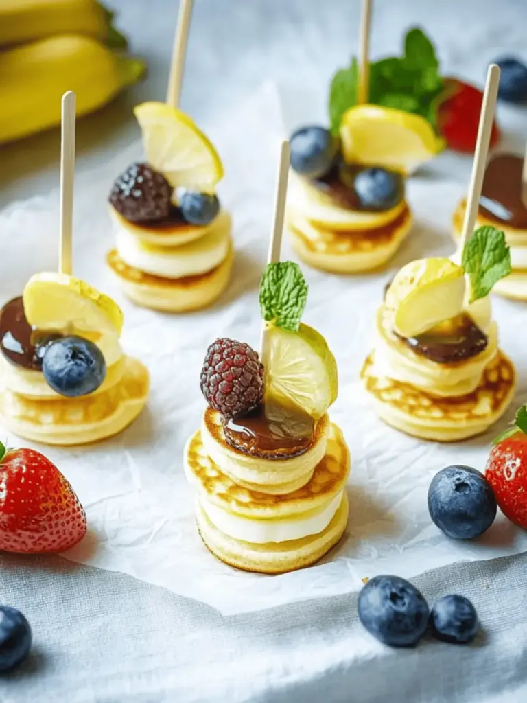 Mini-Pfannkuchen-Spieße mit Obst