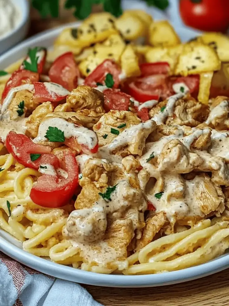 Simple chicken gyros in creamy sour cream sauce