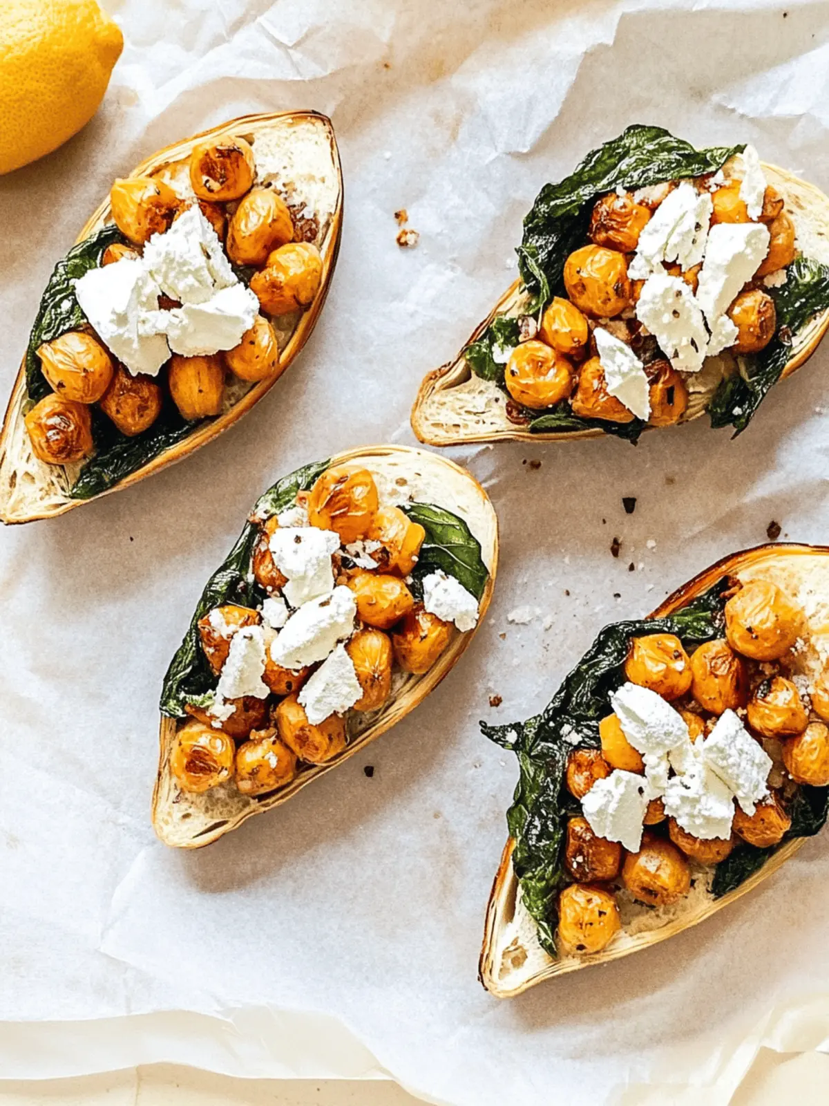 Filled sweet potato with feta and spinach