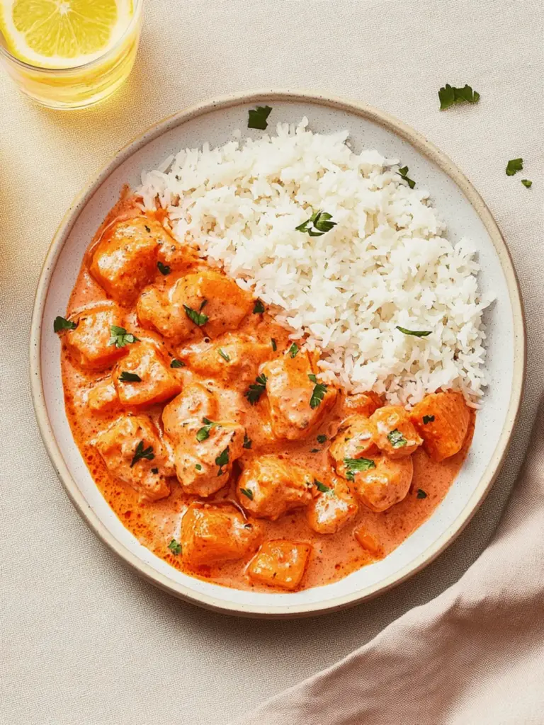 Puten-Rahm-Geschnetzeltes mit Paprika und Reis