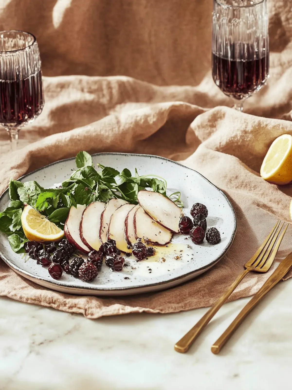 Grillle zartes Hähnchenbrustfilet in Brombeersoße 3 Grilled chicken breast fillet in blackberry balsamic sauce