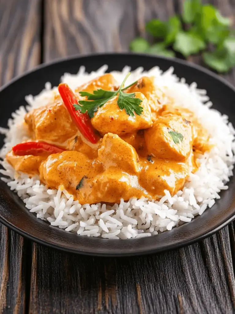 Enjoy creamy herb chicken with Basmati rice