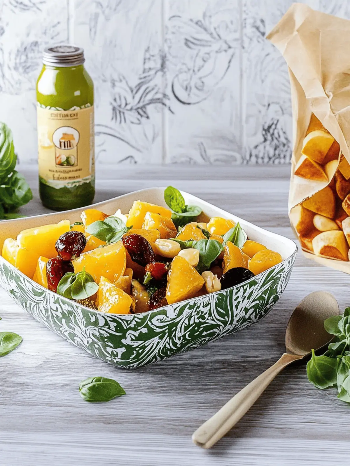 Herbst-Schüssel mit gebackenem Kürbis und Aprikosen 2 Herbst-Schüssel mit gebackenem Kürbis und Aprikosen