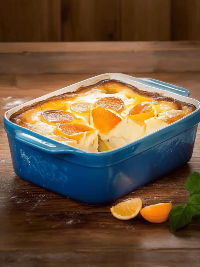 Quark-Grieß-Pfirsich-Auflauf