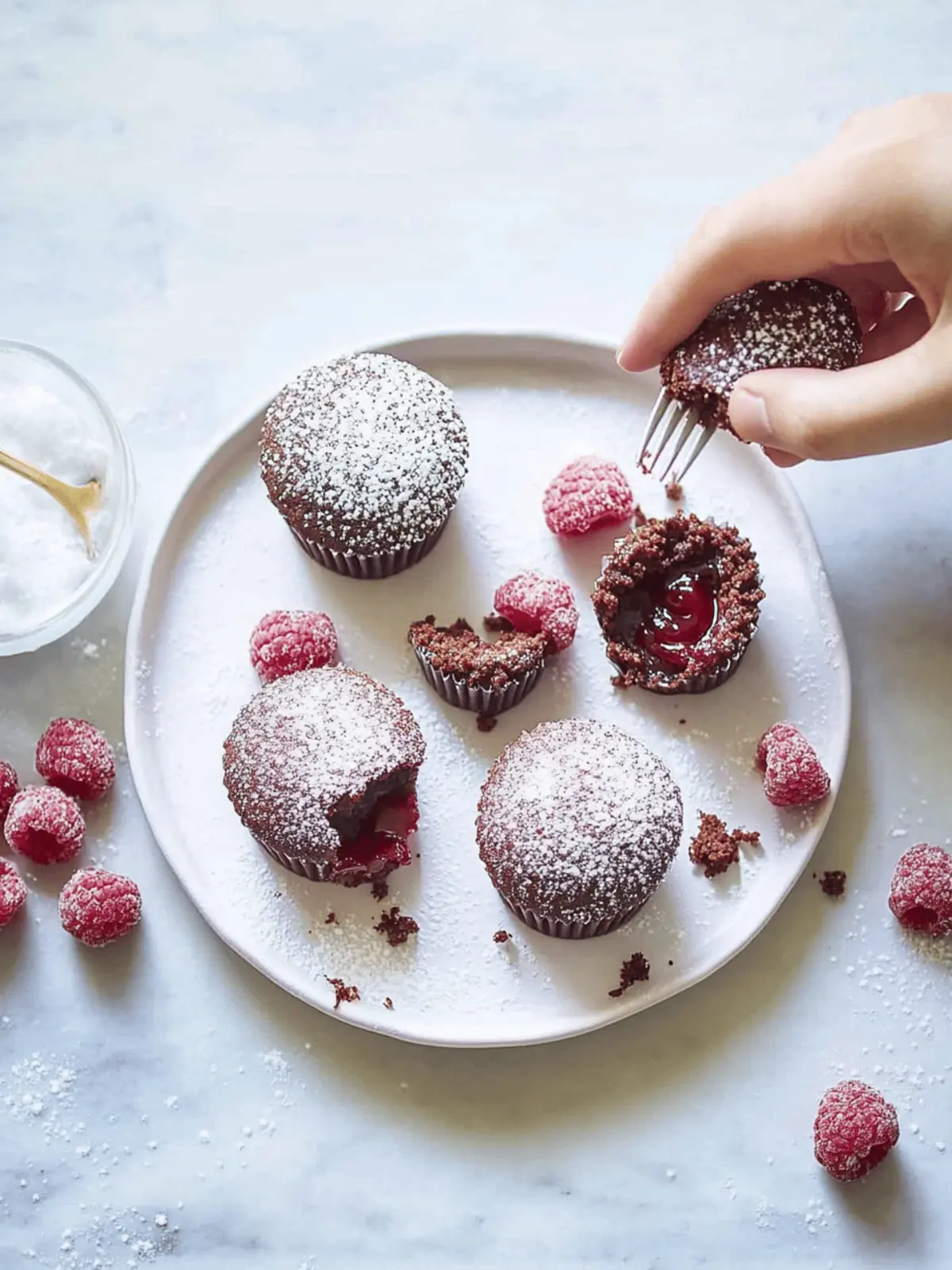 Himbeer-Schokoladen-Cupcakes mit flüssigem Kern