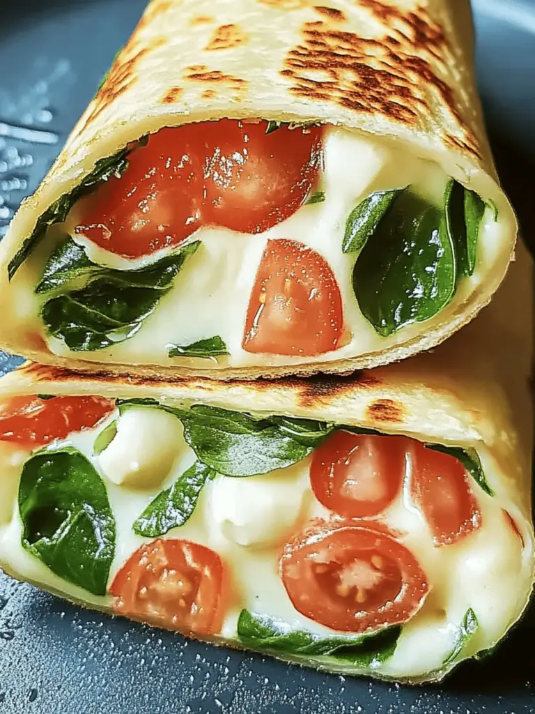 Vegetarischer Wrap mit Tomate und Mozzarella
