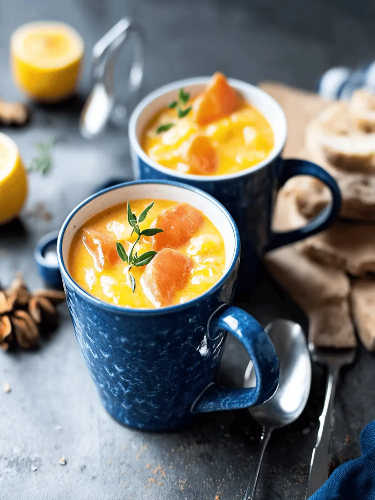 Kürbissuppe mit Garnelen