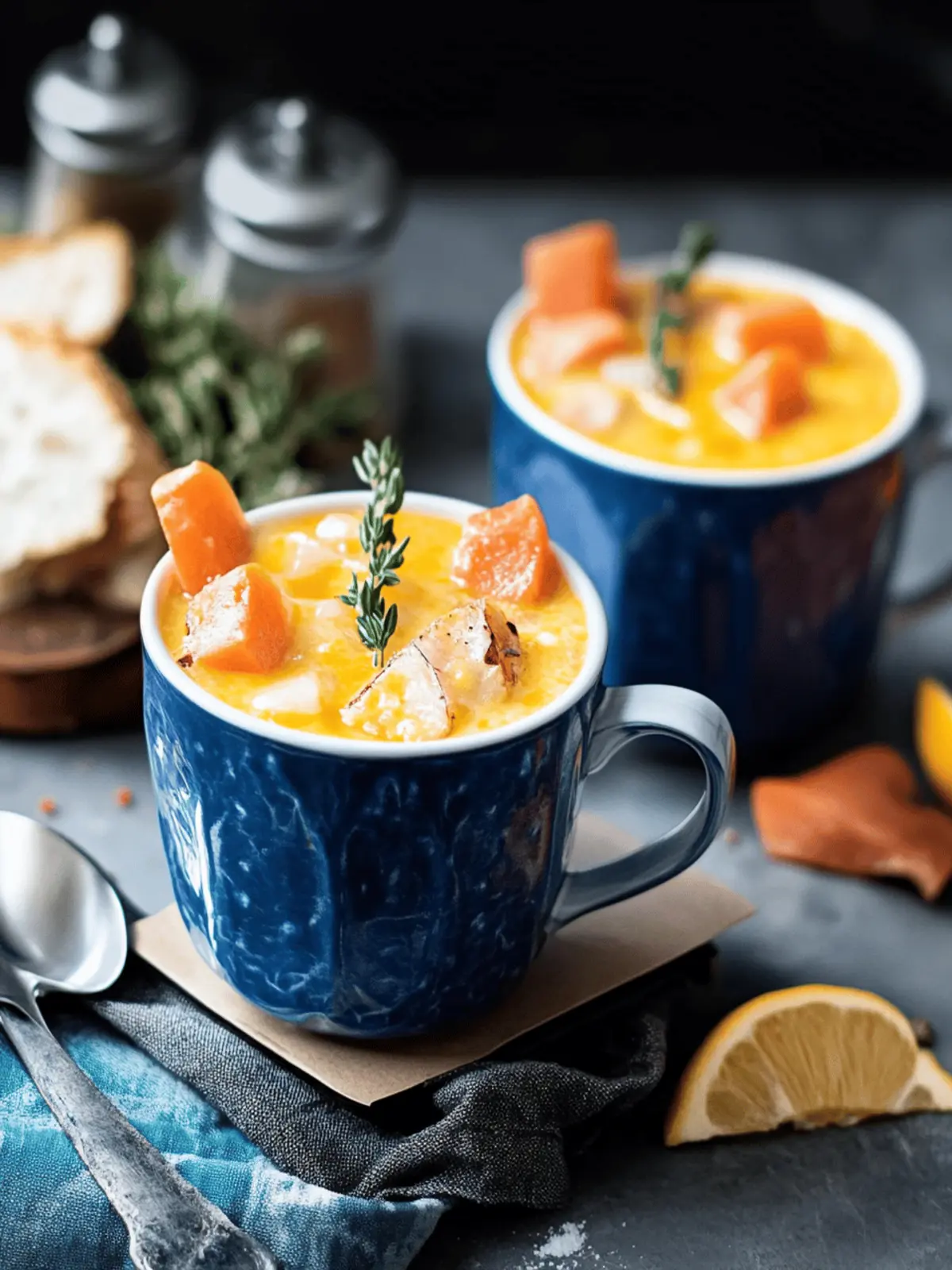 Kürbissuppe mit Garnelen