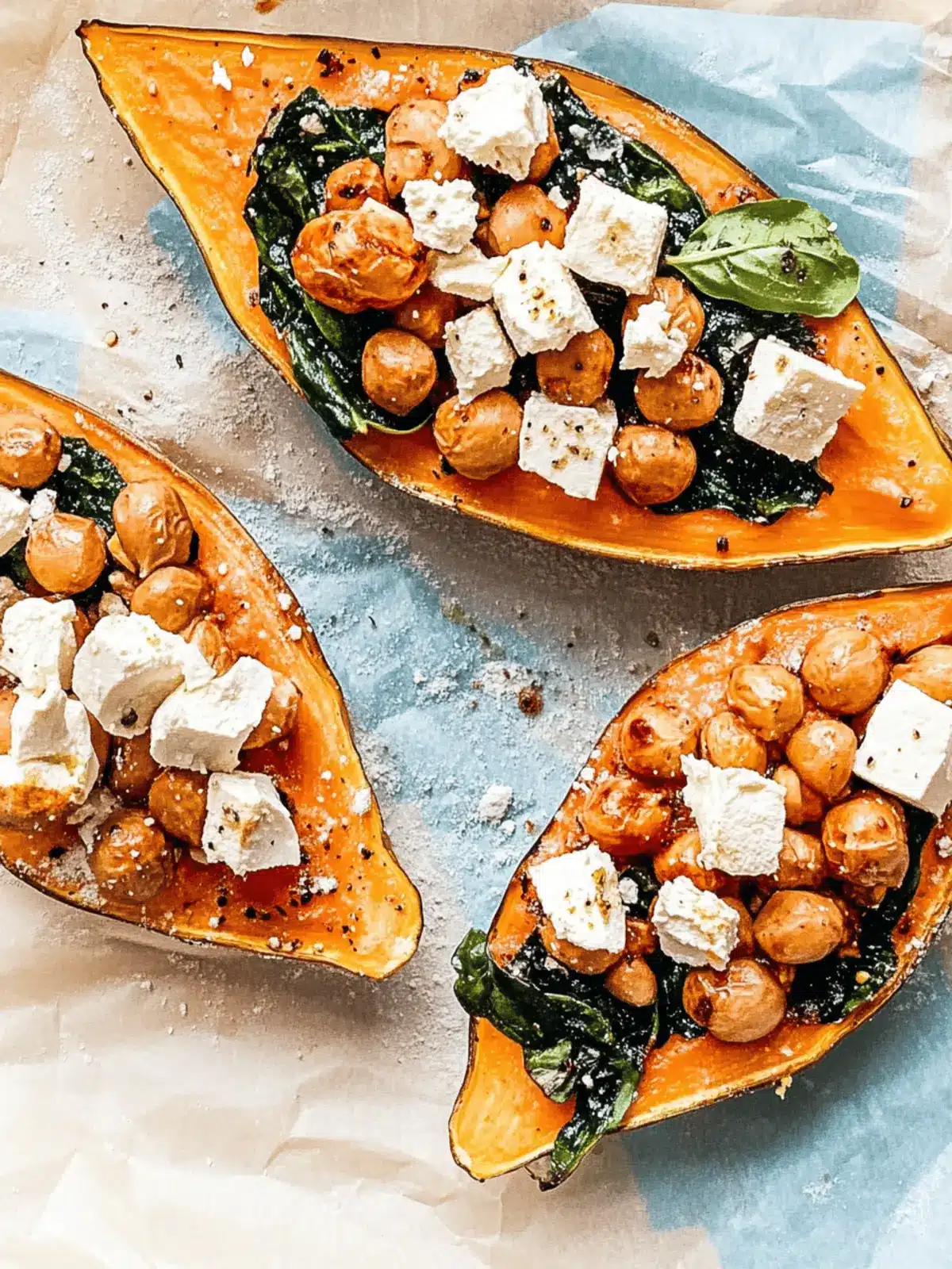 Filled sweet potato with feta and spinach