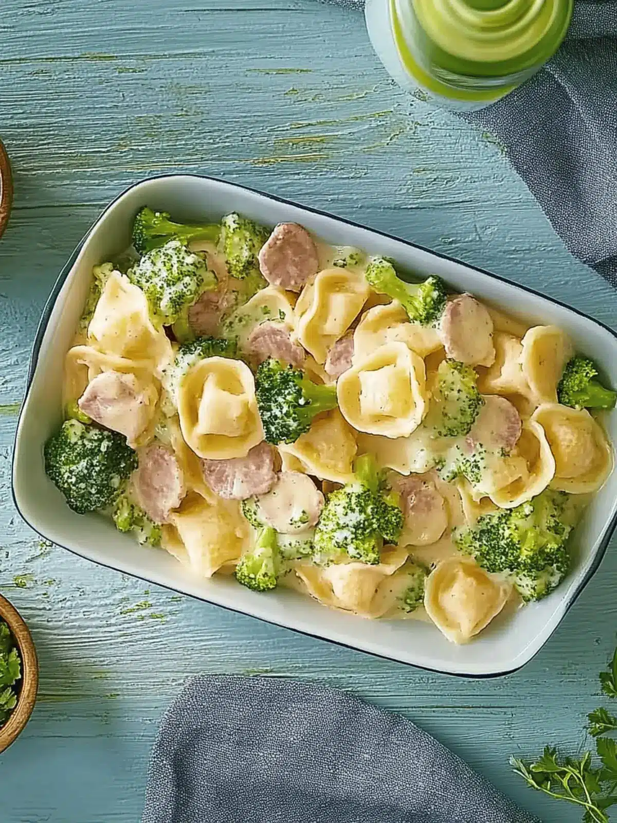 Tortellini with broccoli cream sauce