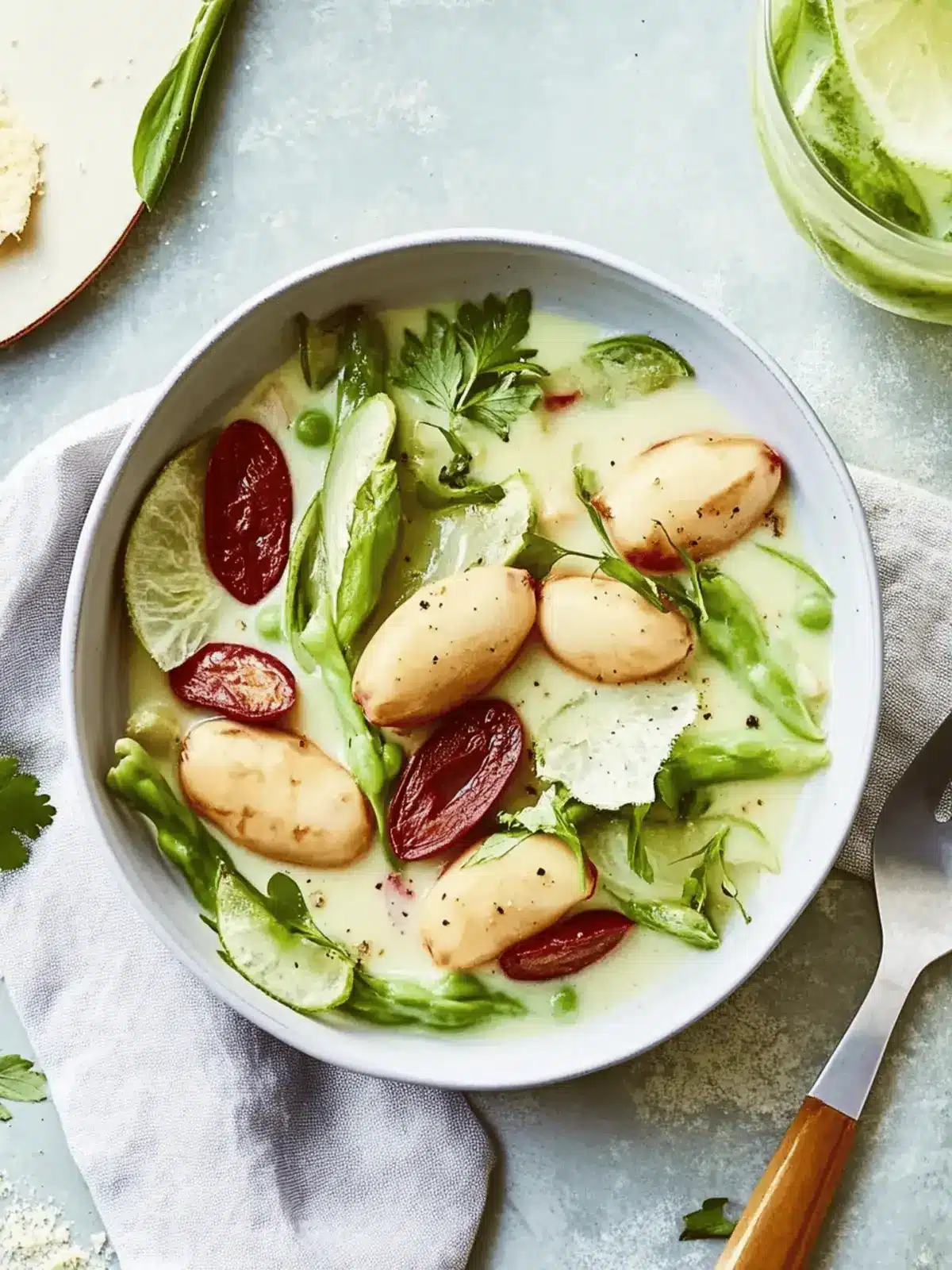 Spargel-Bohnen-Eintopf mit Chorizo-Chips