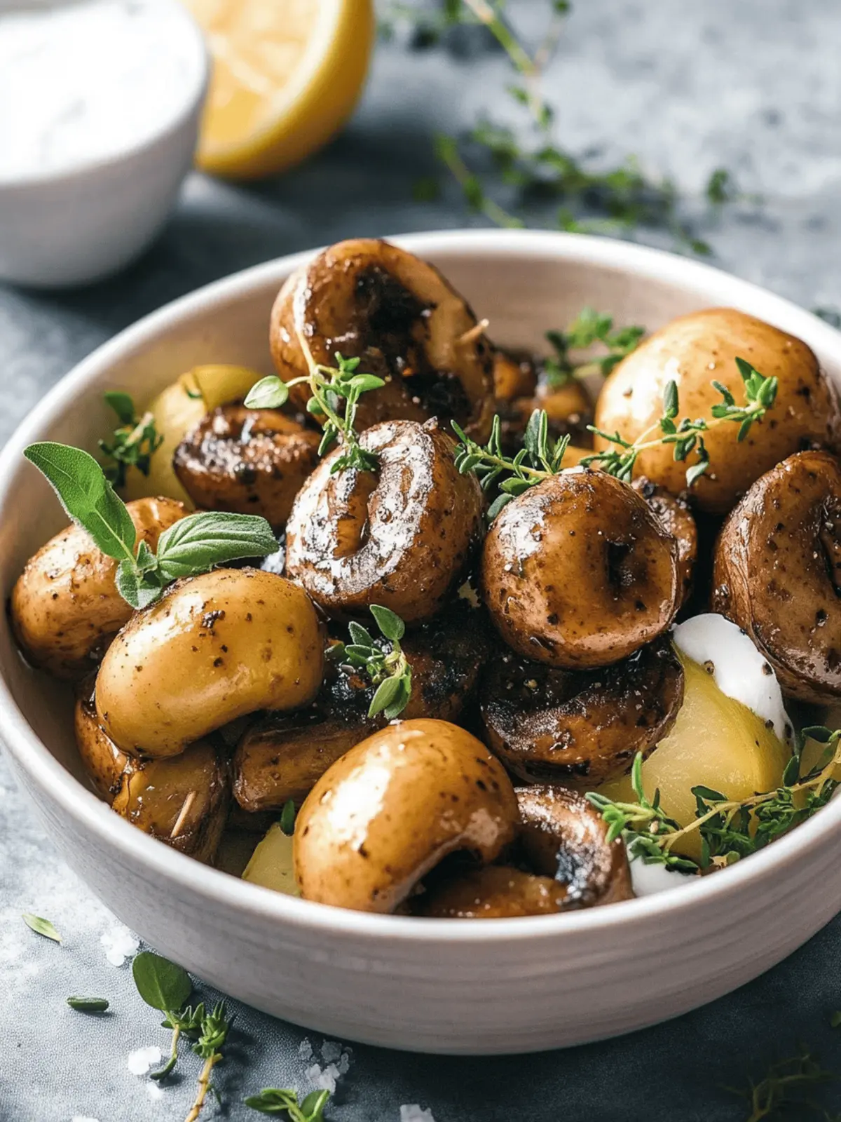 Champignons aus der Heißluftfritteuse mit Knoblauchsoße