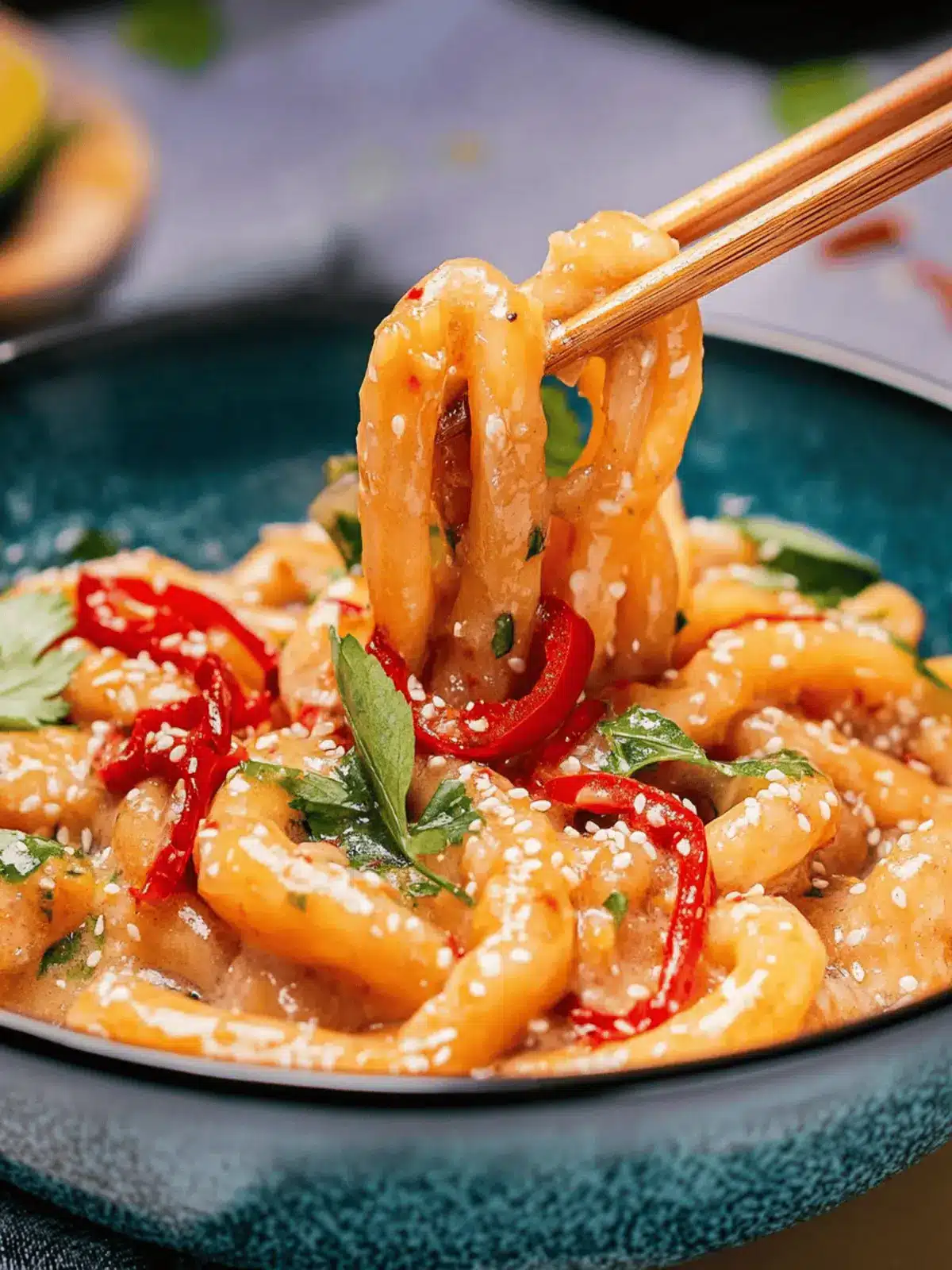 Erdnussbutter Udon Nudeln