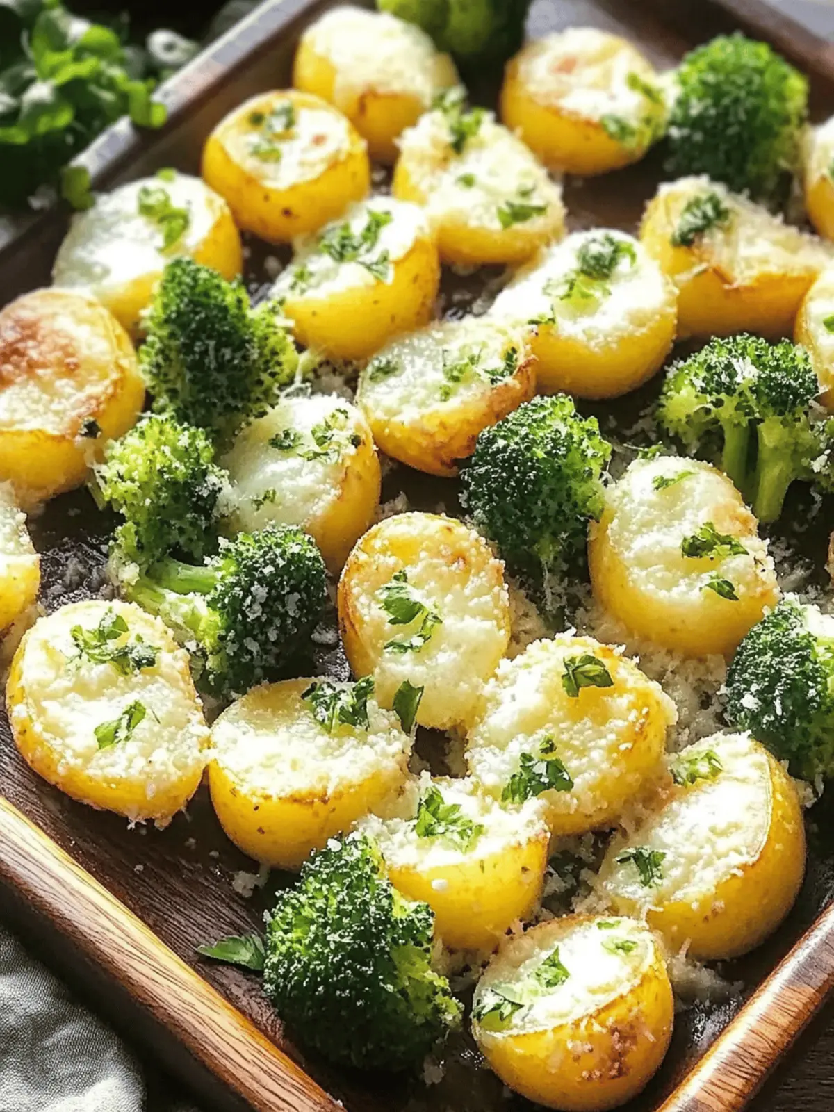 Geröstete Parmesan-Kartoffeln und Brokkoli Einfaches
