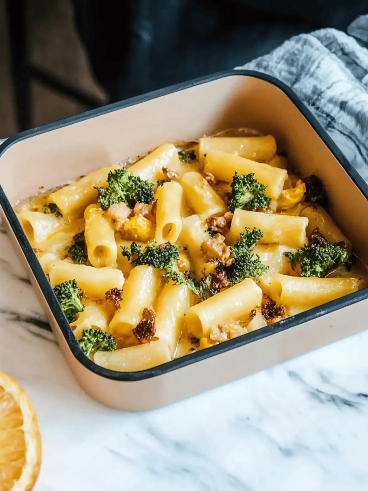Veganes Nudel-Schinken-Gratin mit Brokkoli