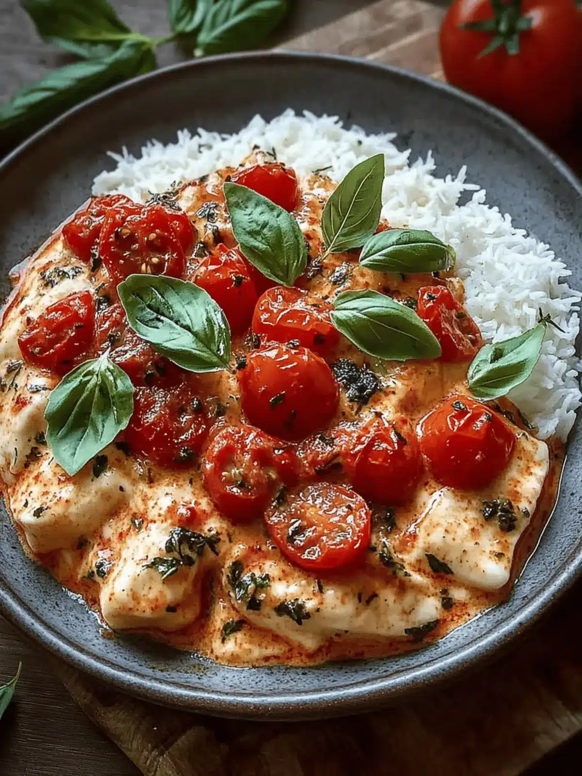 Hähnchen mit Reis Tomaten