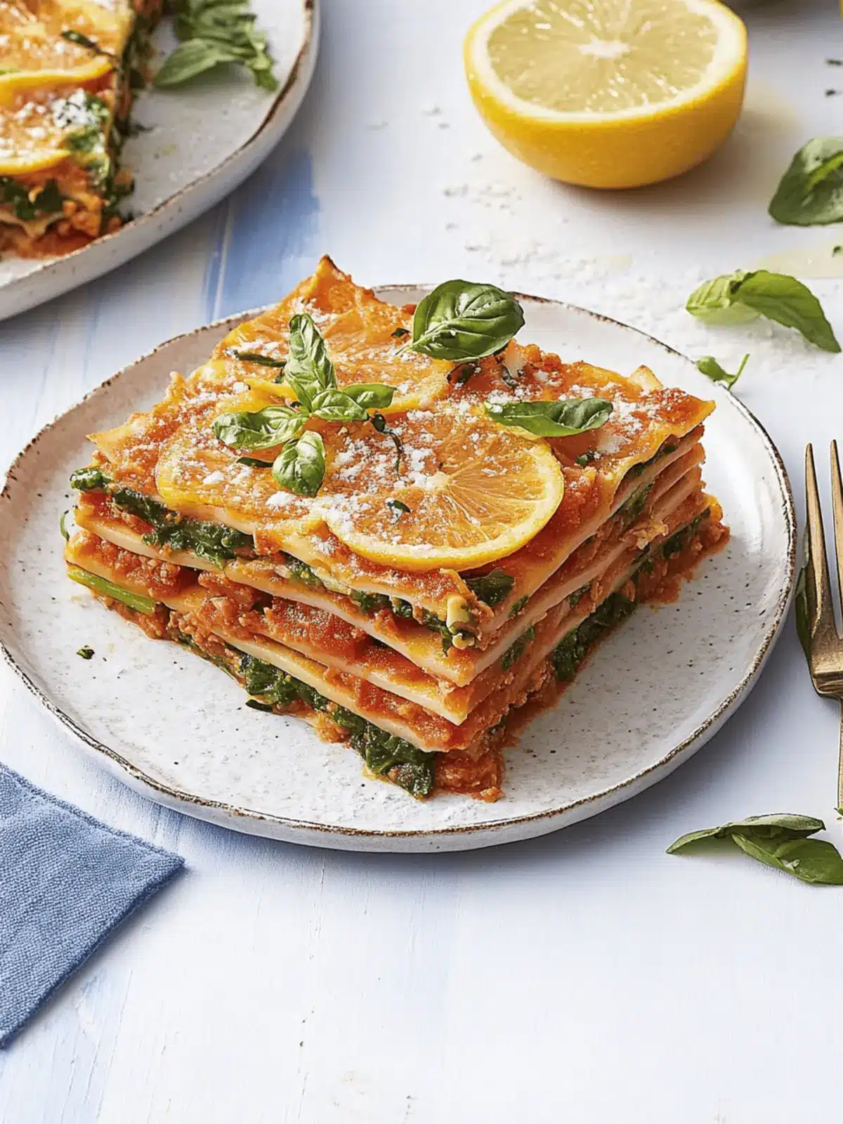 Vegetarische Spinat-Gemüse-Lasagne mit Tomatensoße