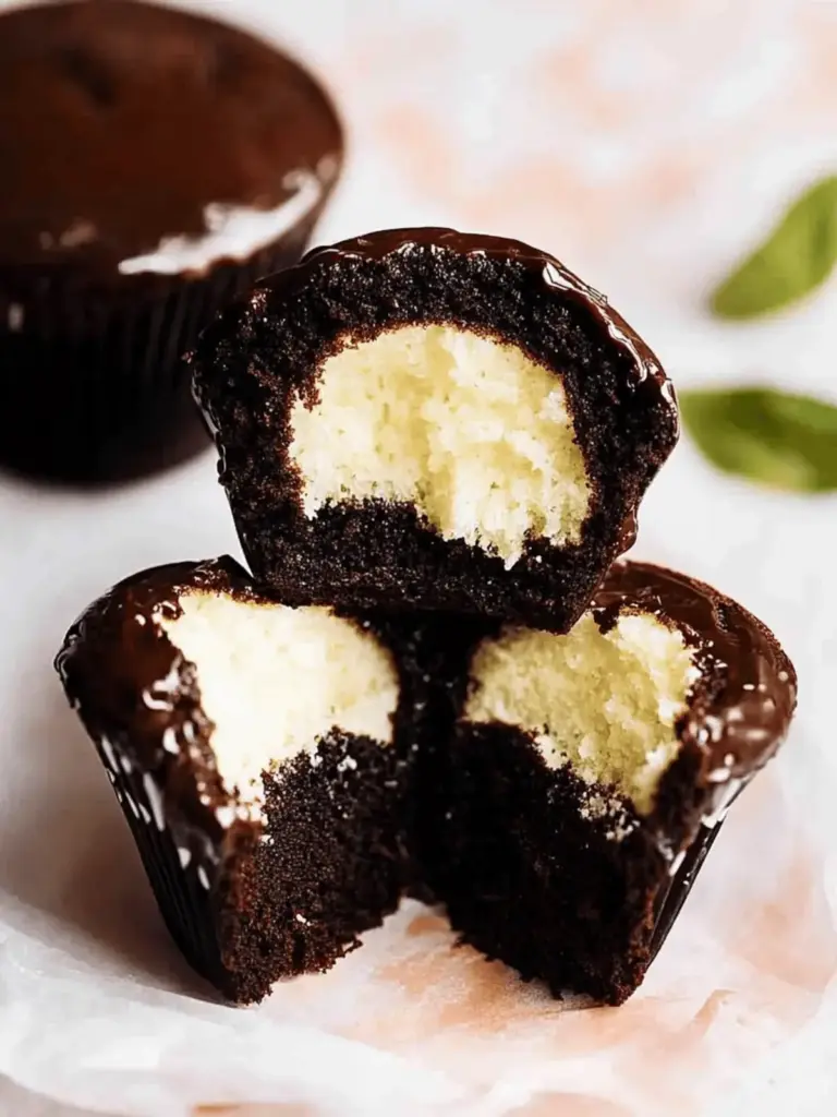 Schokoladen-Cupcakes mit Schlagsahne-Füllung und Schokoladenganache-Frosting