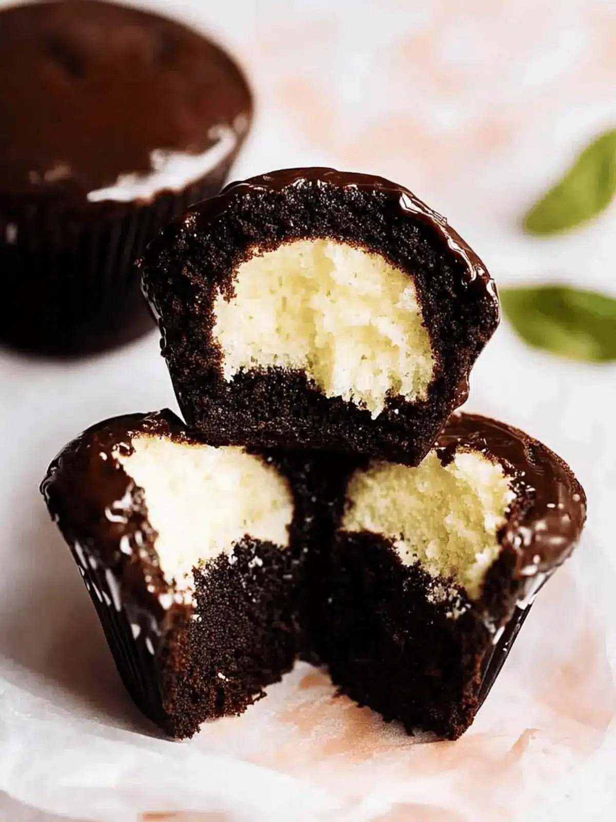 Schokoladen-Cupcakes mit Schlagsahne-Füllung und Schokoladenganache-Frosting