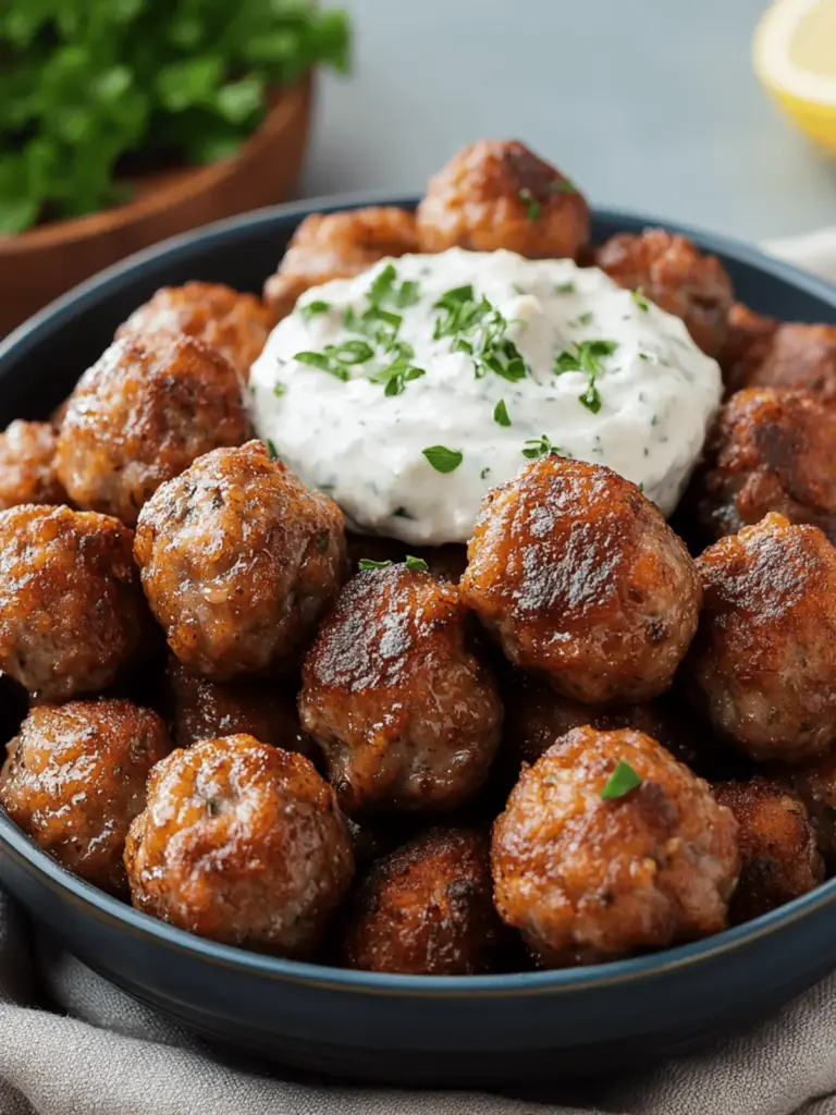 Knusprige Mini-Frikadellen mit Dip