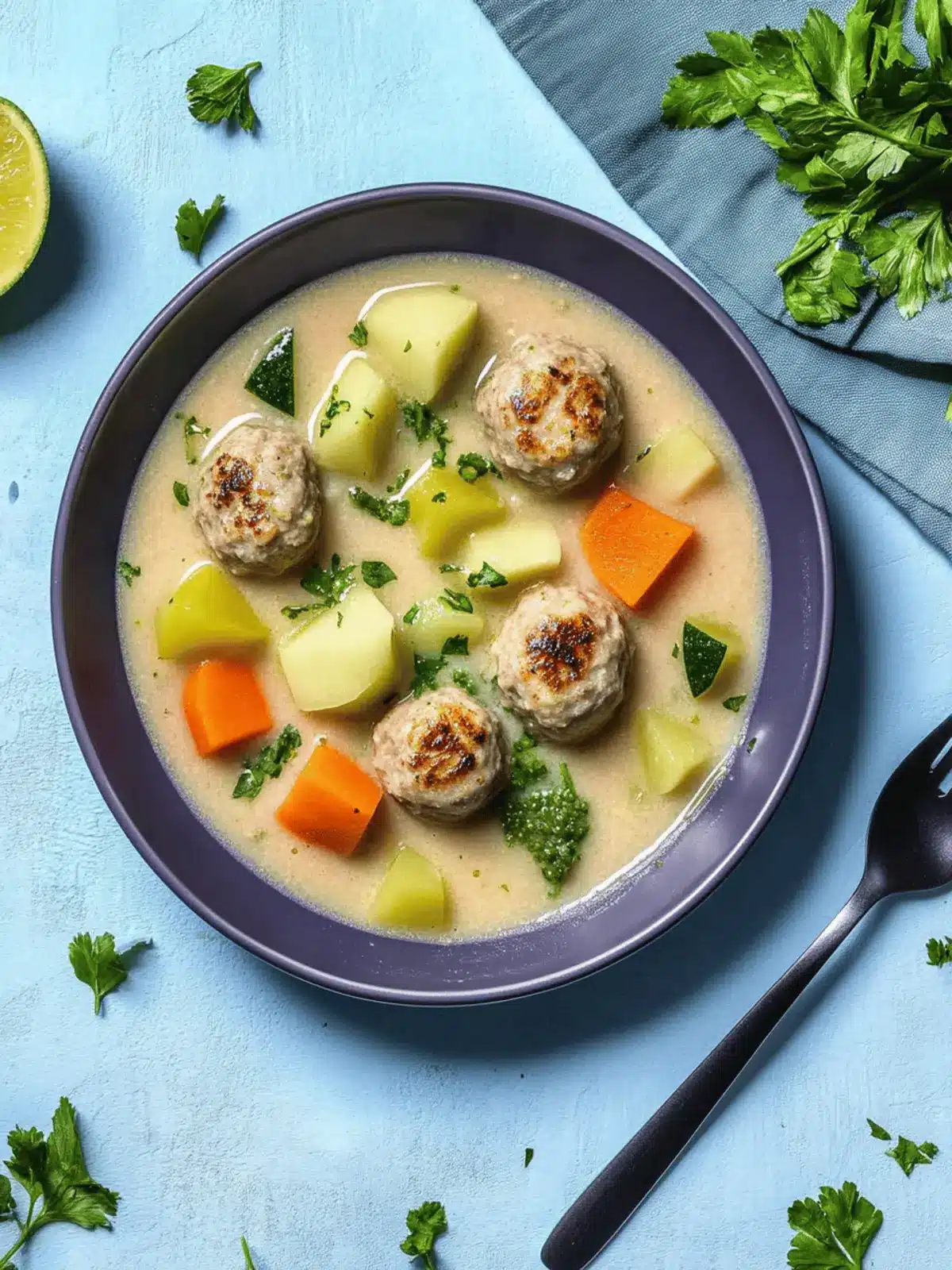 Kohlrabi Suppentopf mit Hackbällchen für die Familie 5 Kohlrabi Suppentopf mit Hackbällchen