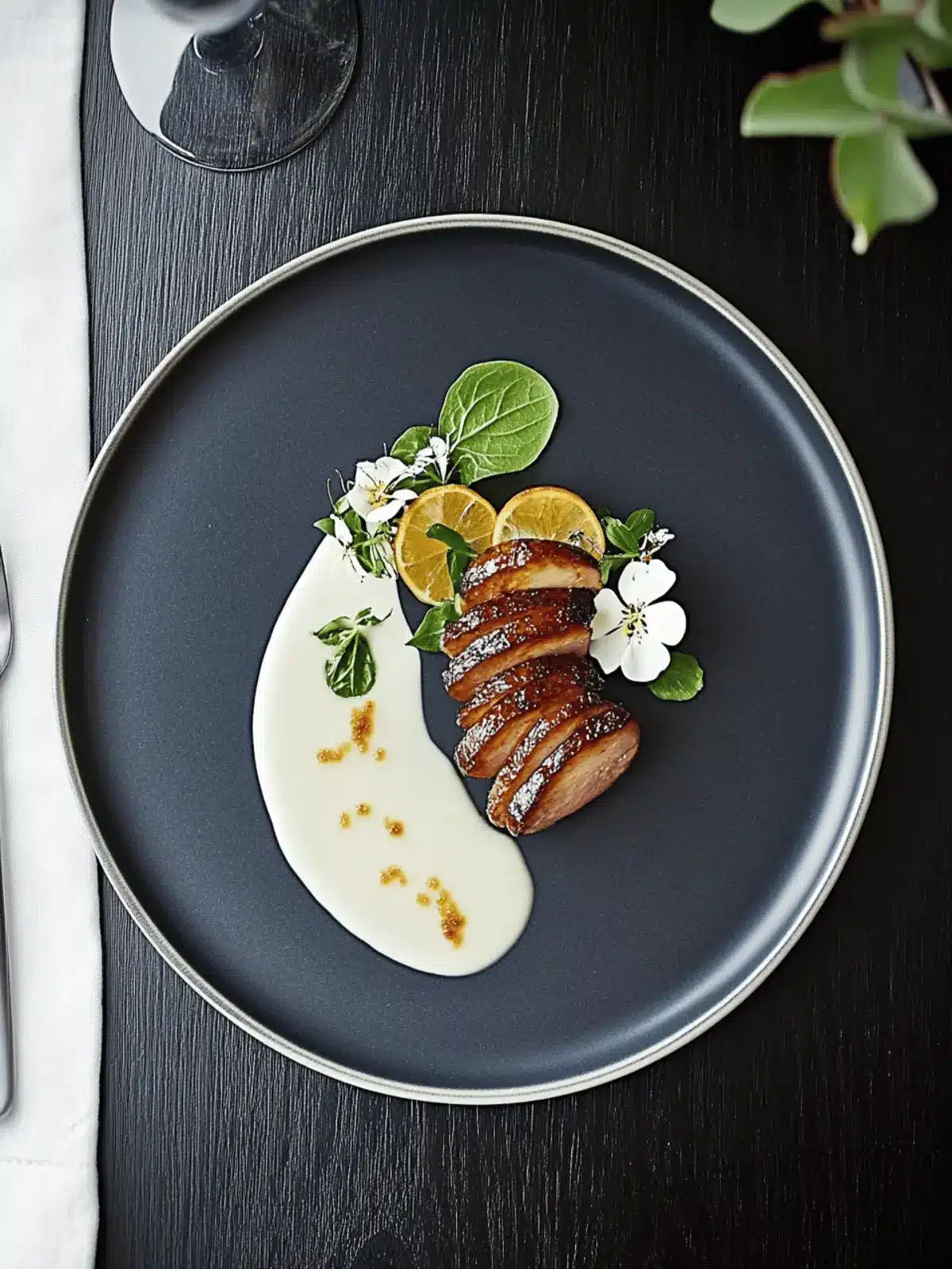 Krosse Ente mit Selleriepüree und Weintraubensalat genießen 4 Krosse Ente mit Selleriepüree und Weintraubensalat