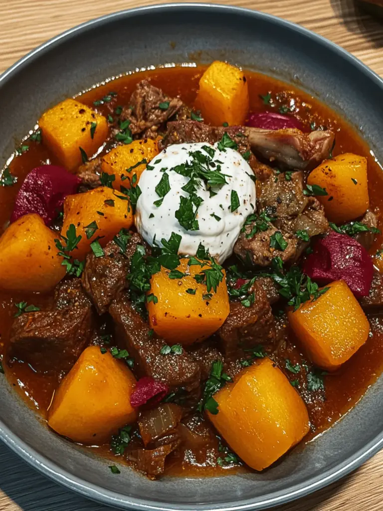 Kürbis mit Fleisch