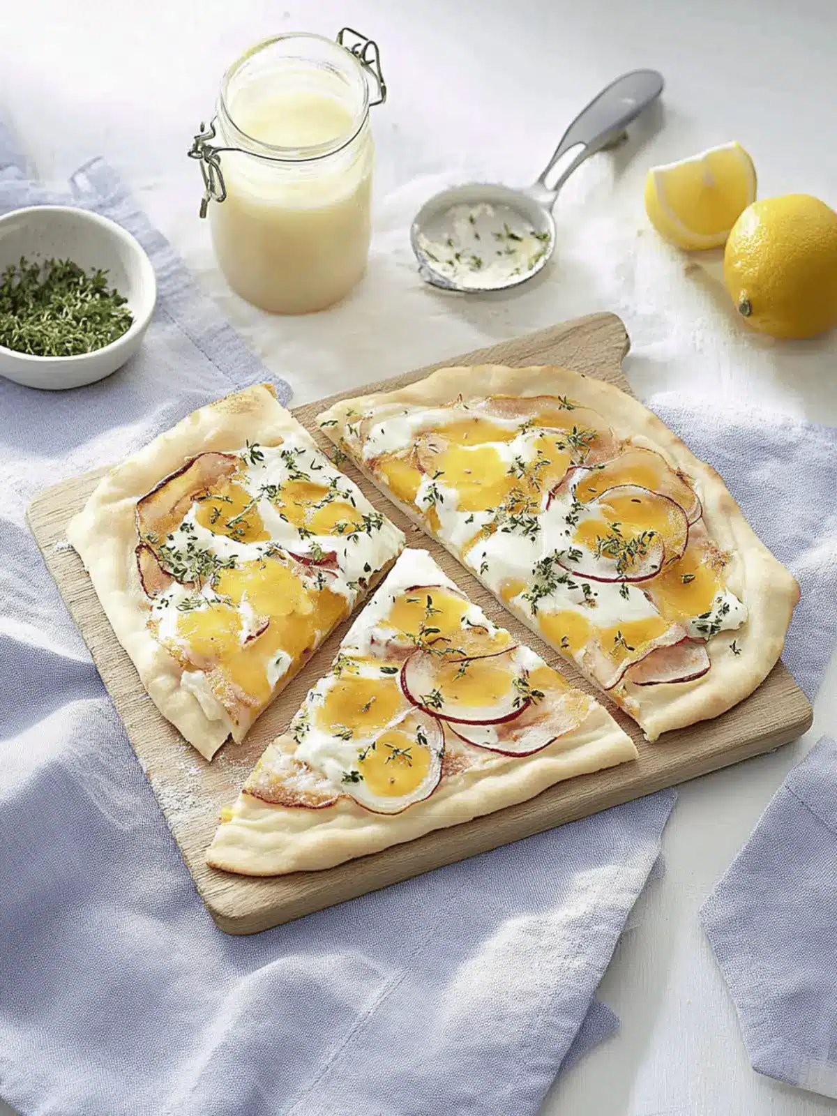 Frühstücks-Tarte Flambée mit Spiegelei und Speck 4 Breakfast Tarte Flambée with Fried Egg