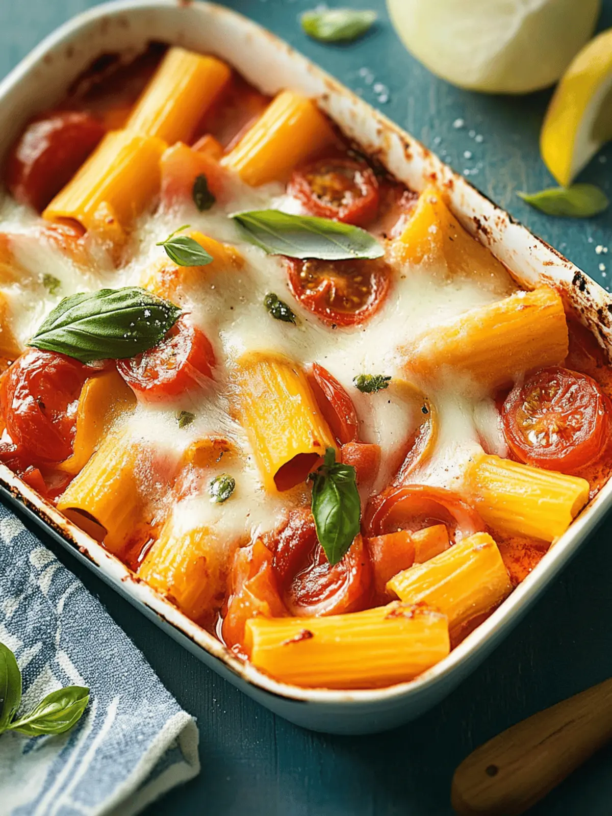 Cremiger Nudelauflauf mit Tomaten und Mozzarella