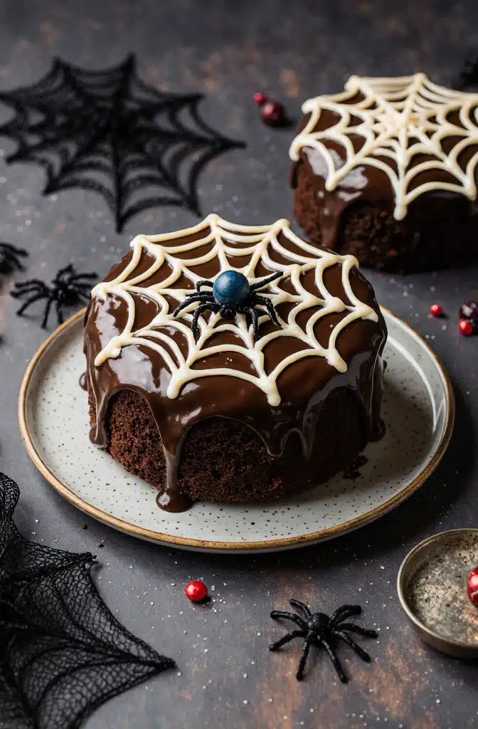 Spinnenweben Kuchen Rezept für Halloween-Feiern