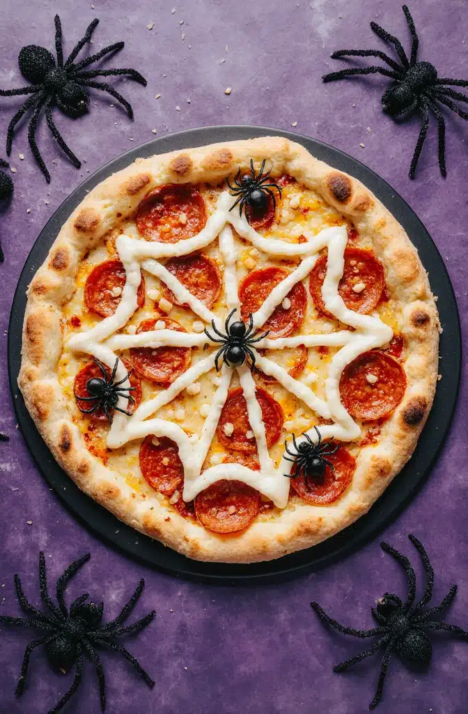 Spinnennetz Pizza Rezept für ein gruseliges Festmahl