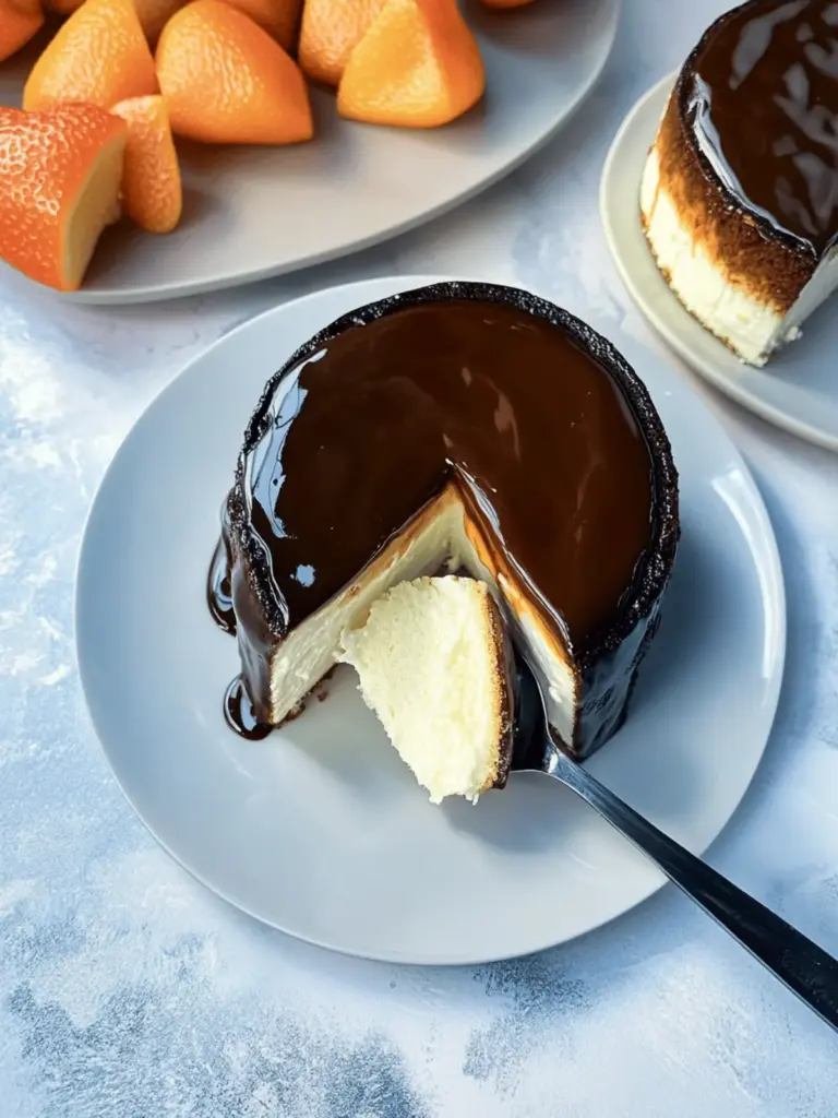 San Sebastian Käsekuchen mit Schokosauce