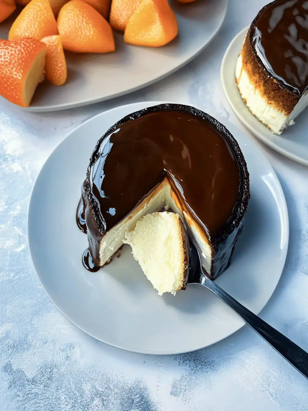 San Sebastian Käsekuchen mit Schokosauce