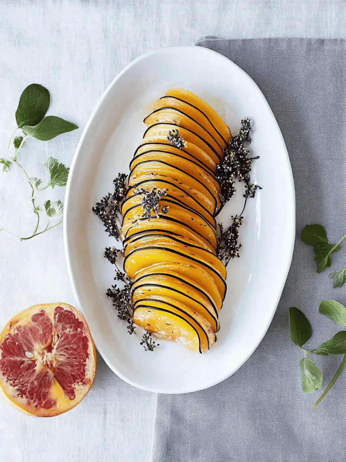 Hasselback-Butternusskürbis mit Salbei