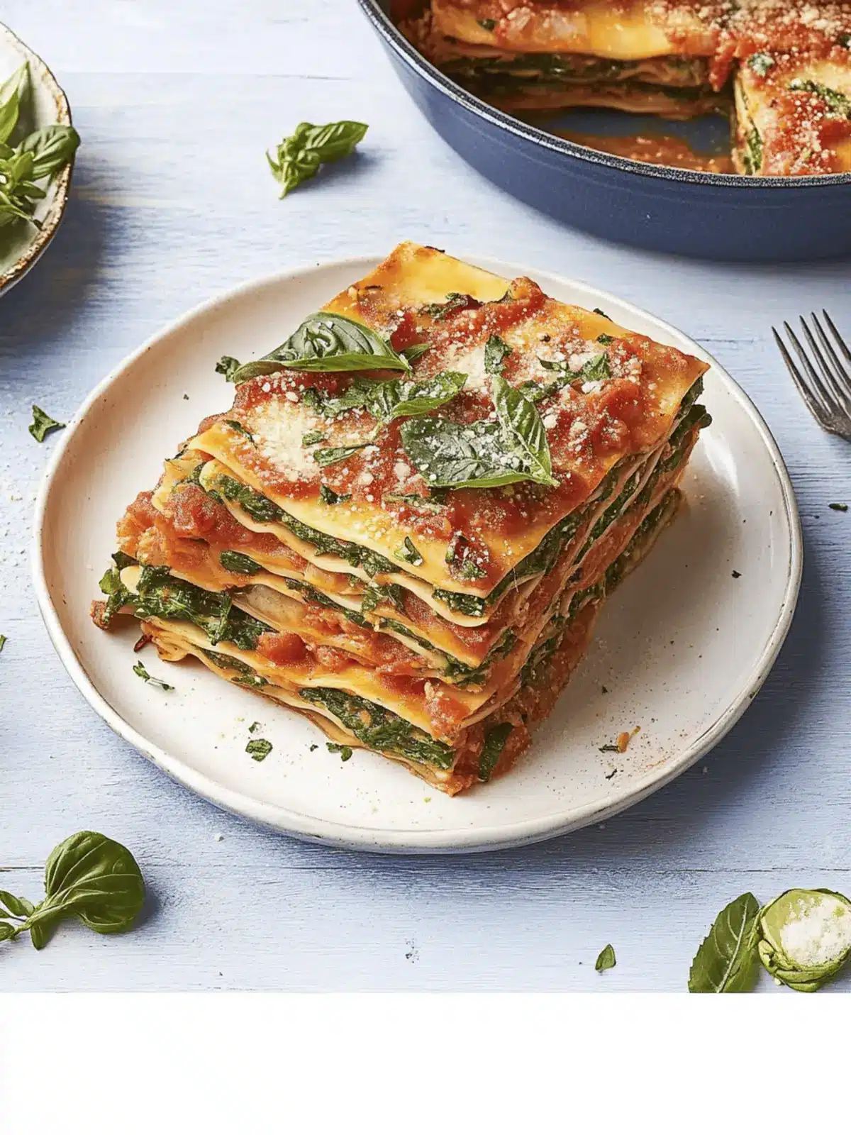Vegetarische Spinat-Gemüse-Lasagne mit Tomatensoße
