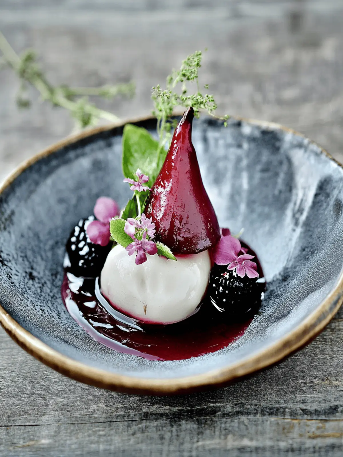 Birnen in Rotwein mit Vanilleeis verführt 4 Pear in red wine with vanilla ice cream