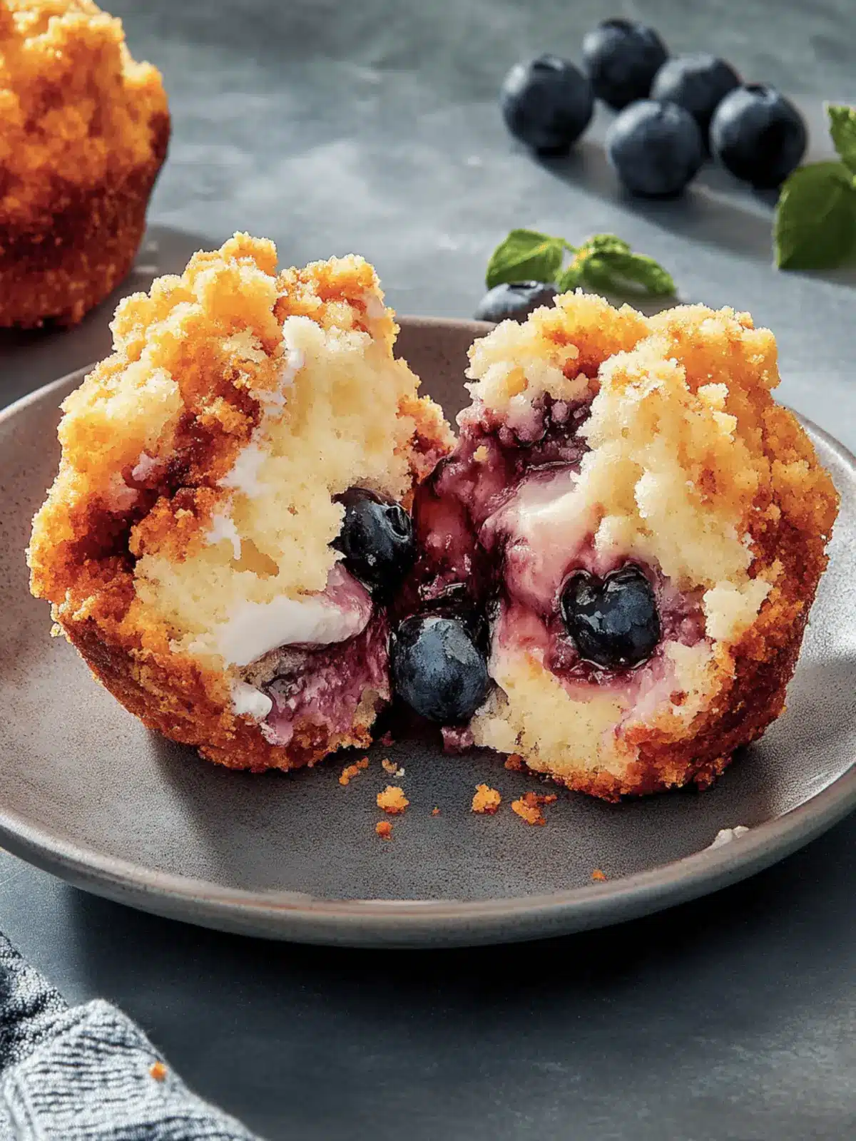 Blaubeer-Käsekuchen-Crumble-Muffins