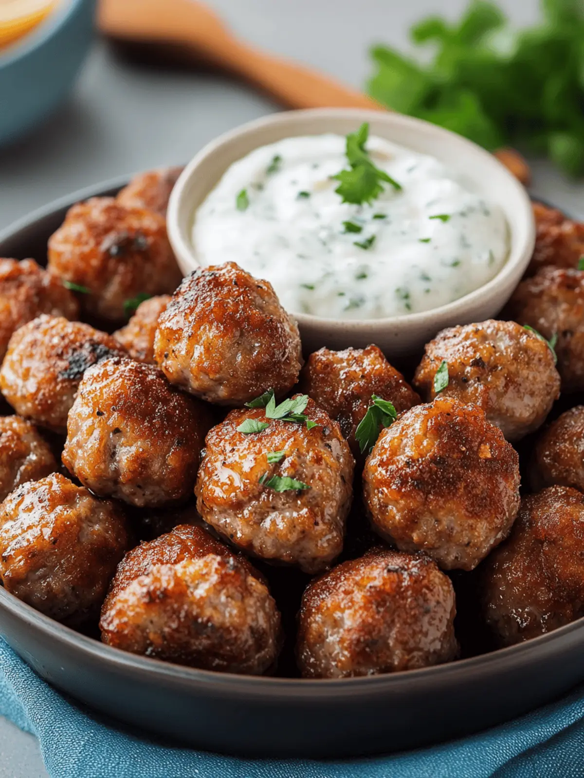 Knusprige Mini-Frikadellen mit Dip
