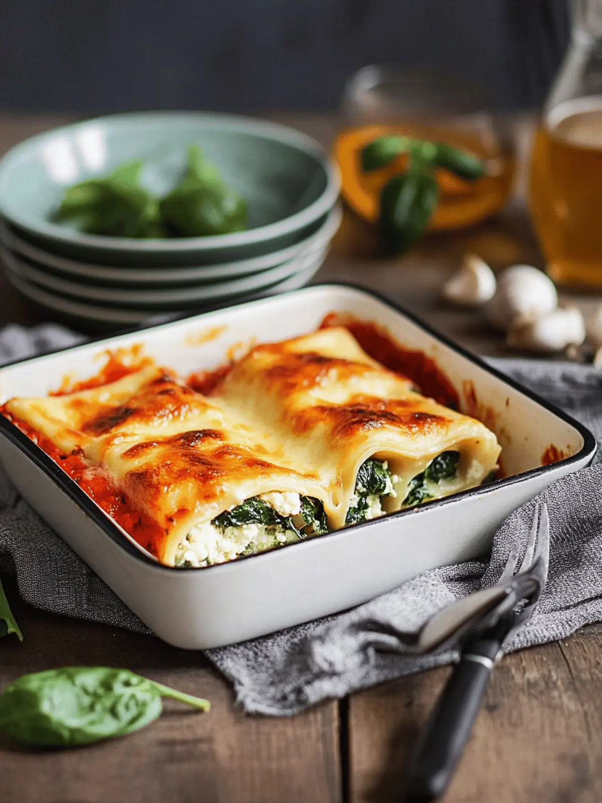 Cannelloni mit Spinat und Ricotta