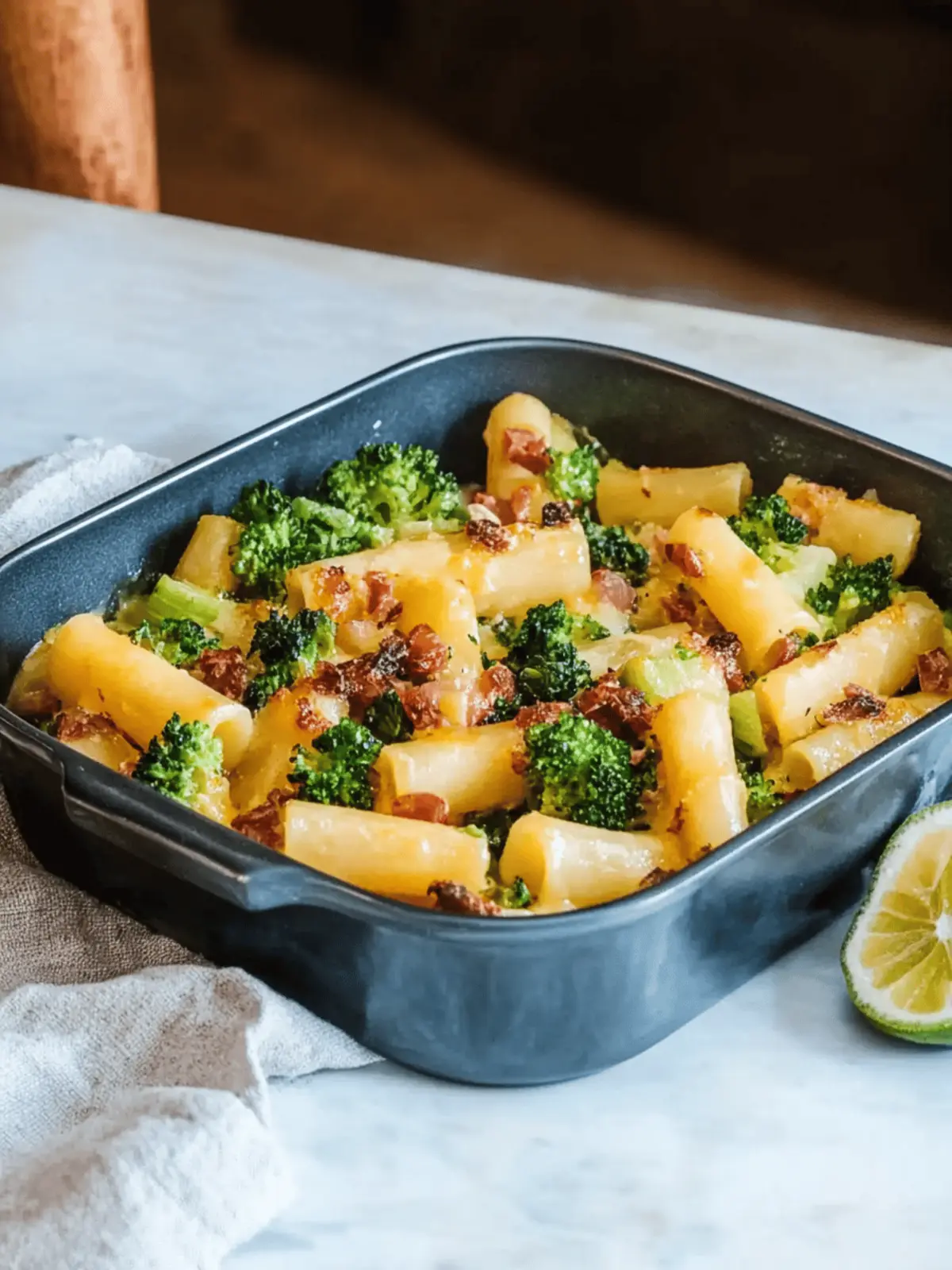 Veganes Nudel-Schinken-Gratin mit Brokkoli