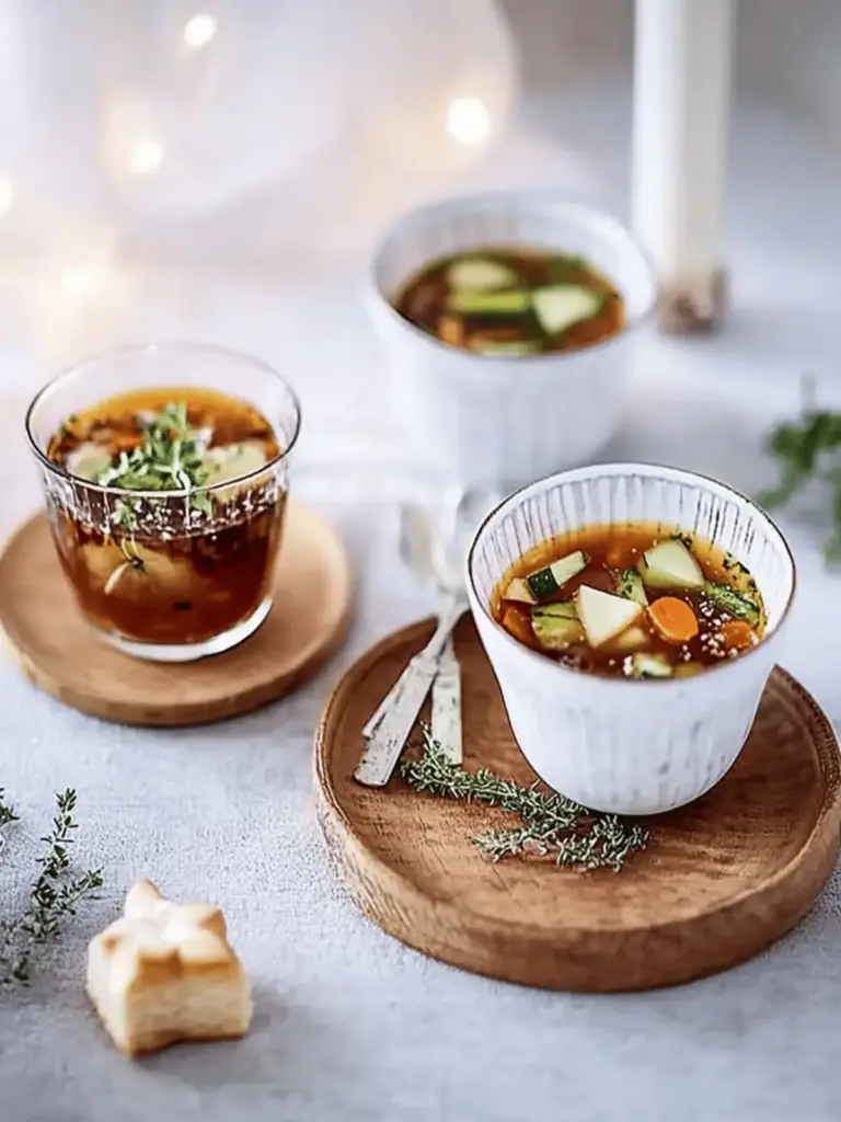 Pilz-Consommé mit Blätterteig-Bäumchen