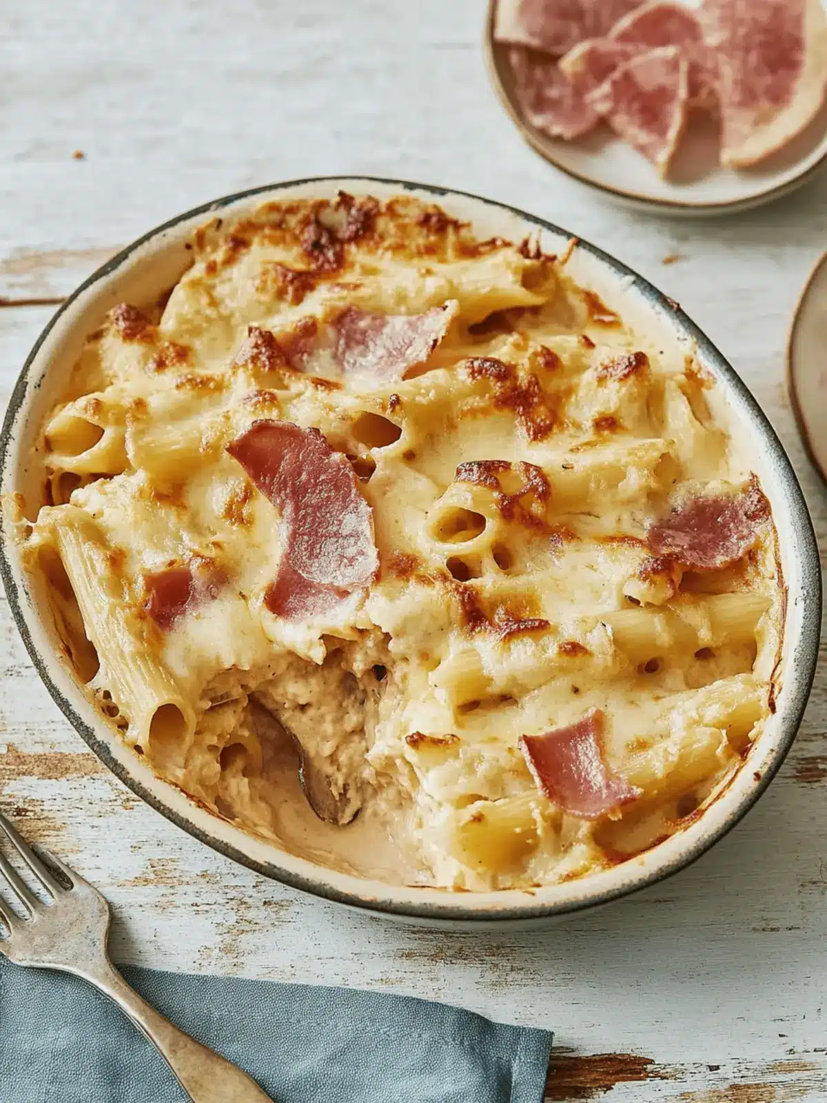 Nudelauflauf mit Schinken und Käse