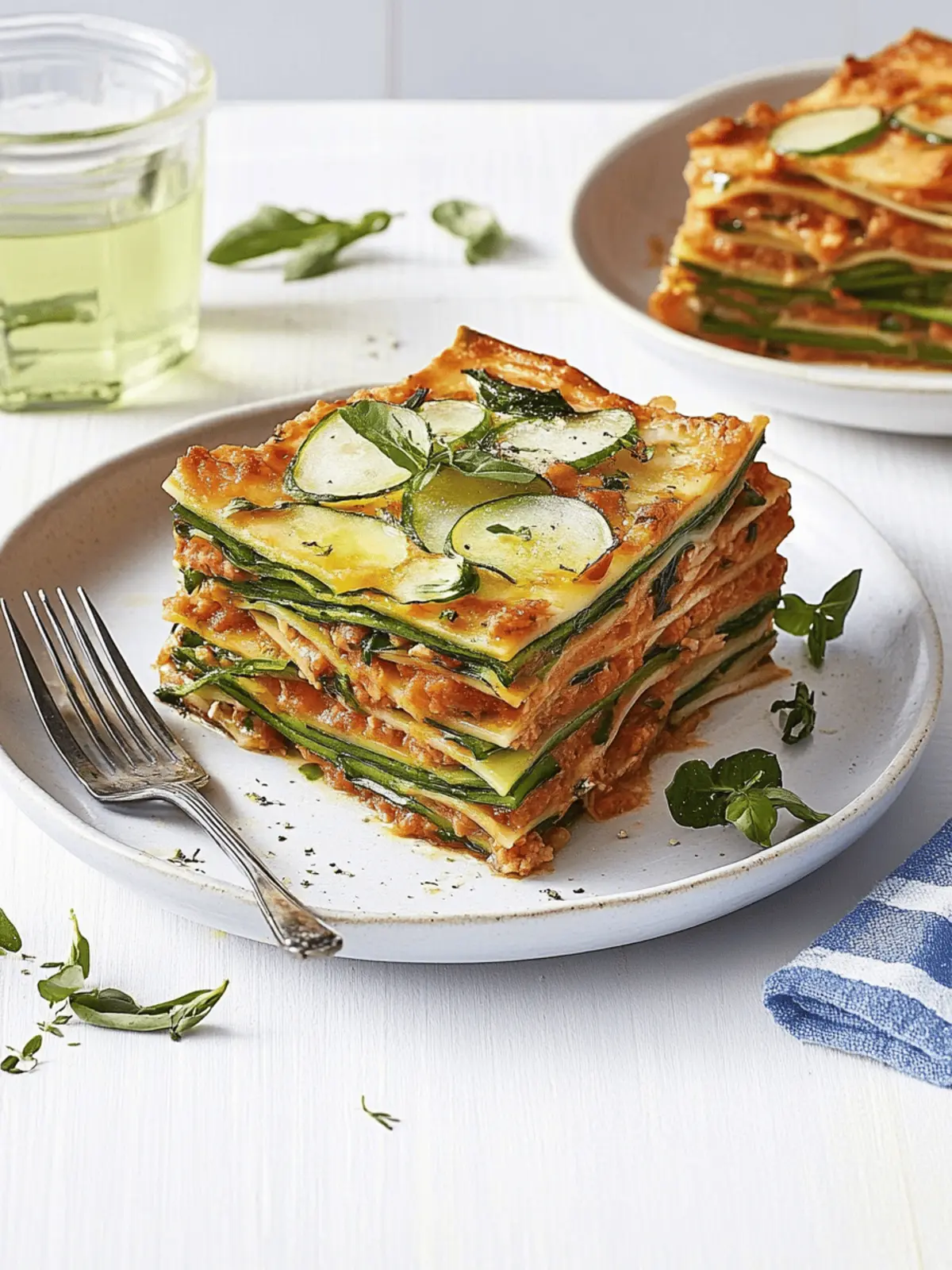 Vegetarische Spinat-Gemüse-Lasagne mit Tomatensoße