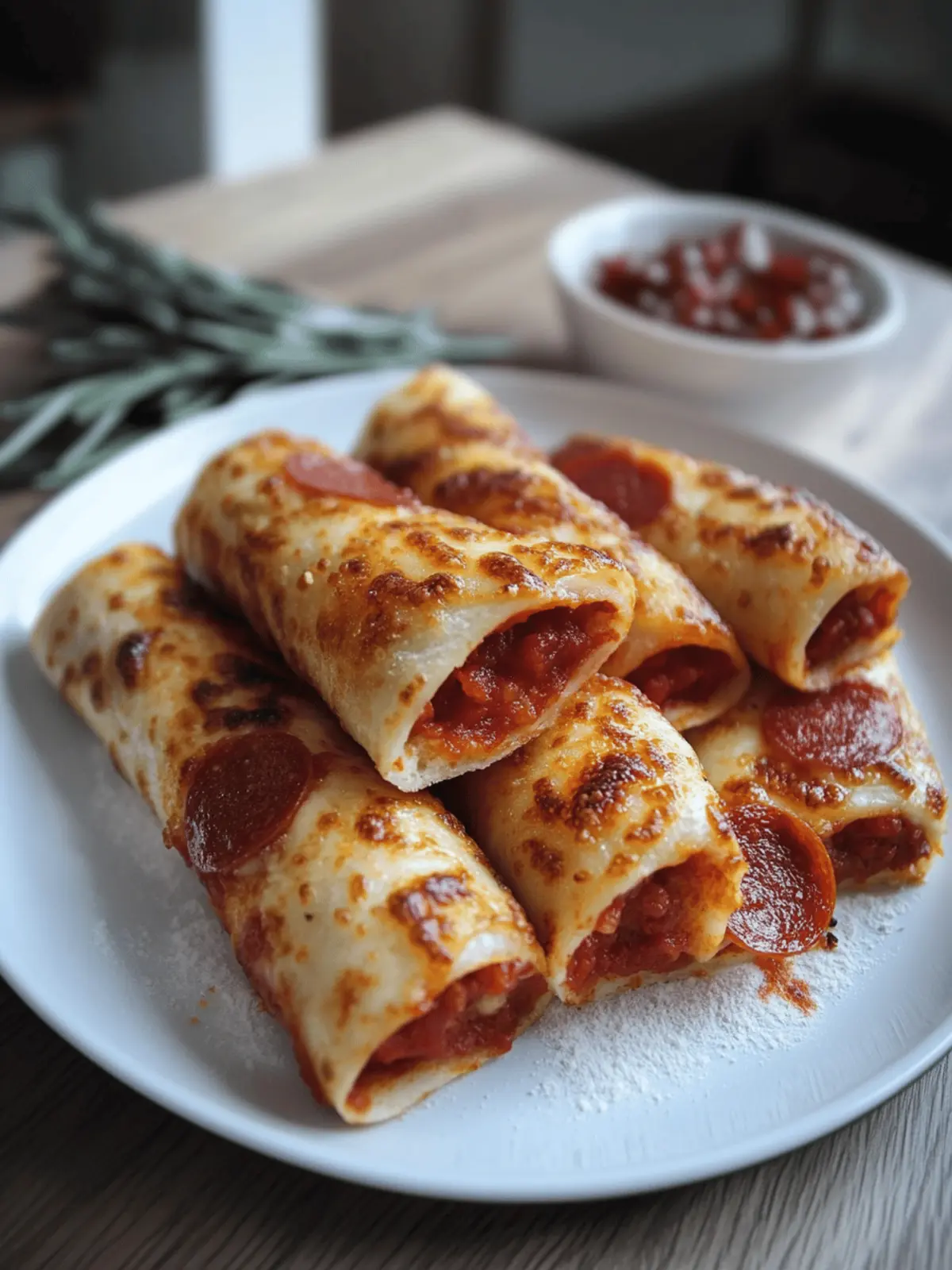 Käse-Pepperoni-Pizza-Röllchen