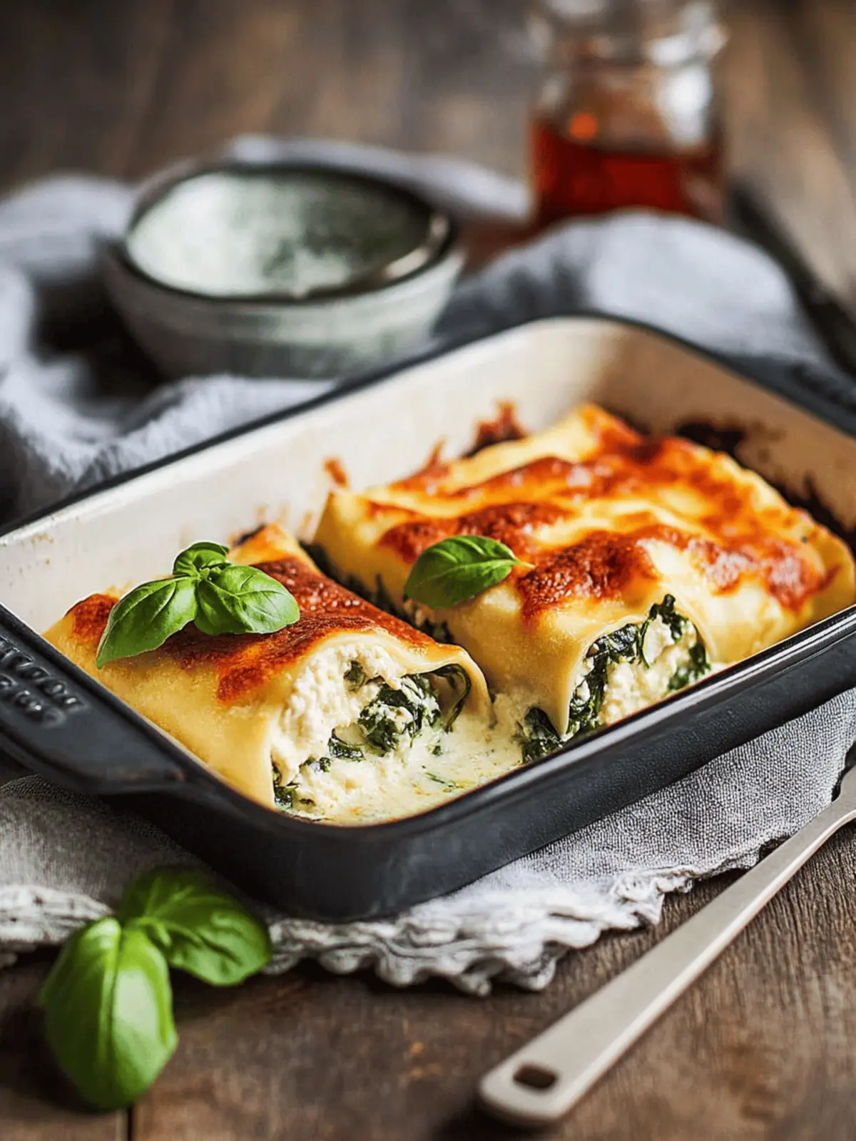 Cannelloni mit Spinat und Ricotta